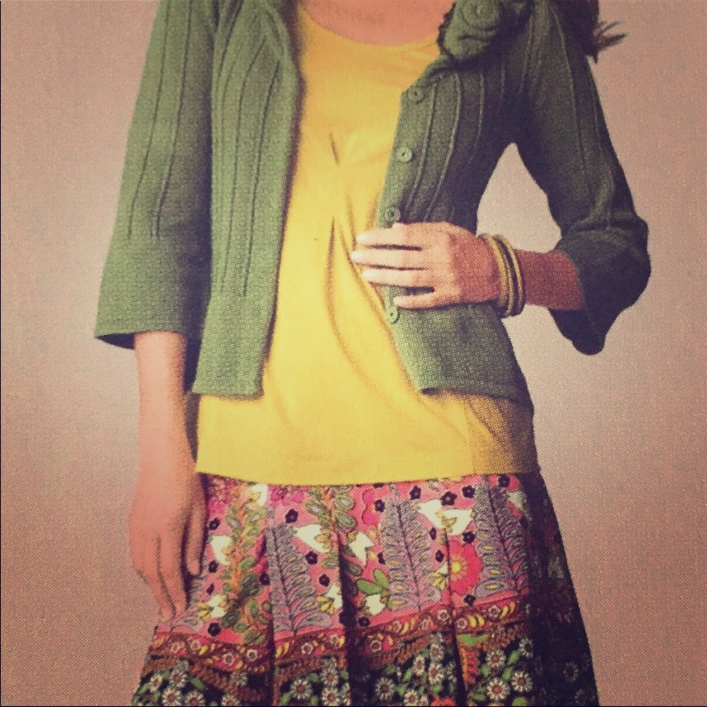 CAbi Gorgeous Green Cardigan Knit Sweater Sz Small
